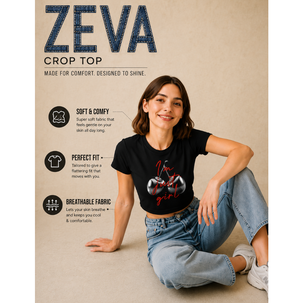 ZEVA "Just a Girl" Cherry Crop Top