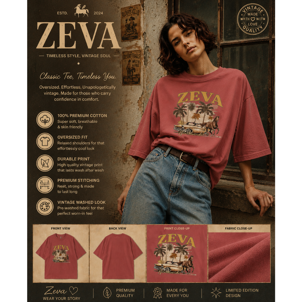 ZEVA Vintage Oversized Graphic Tee