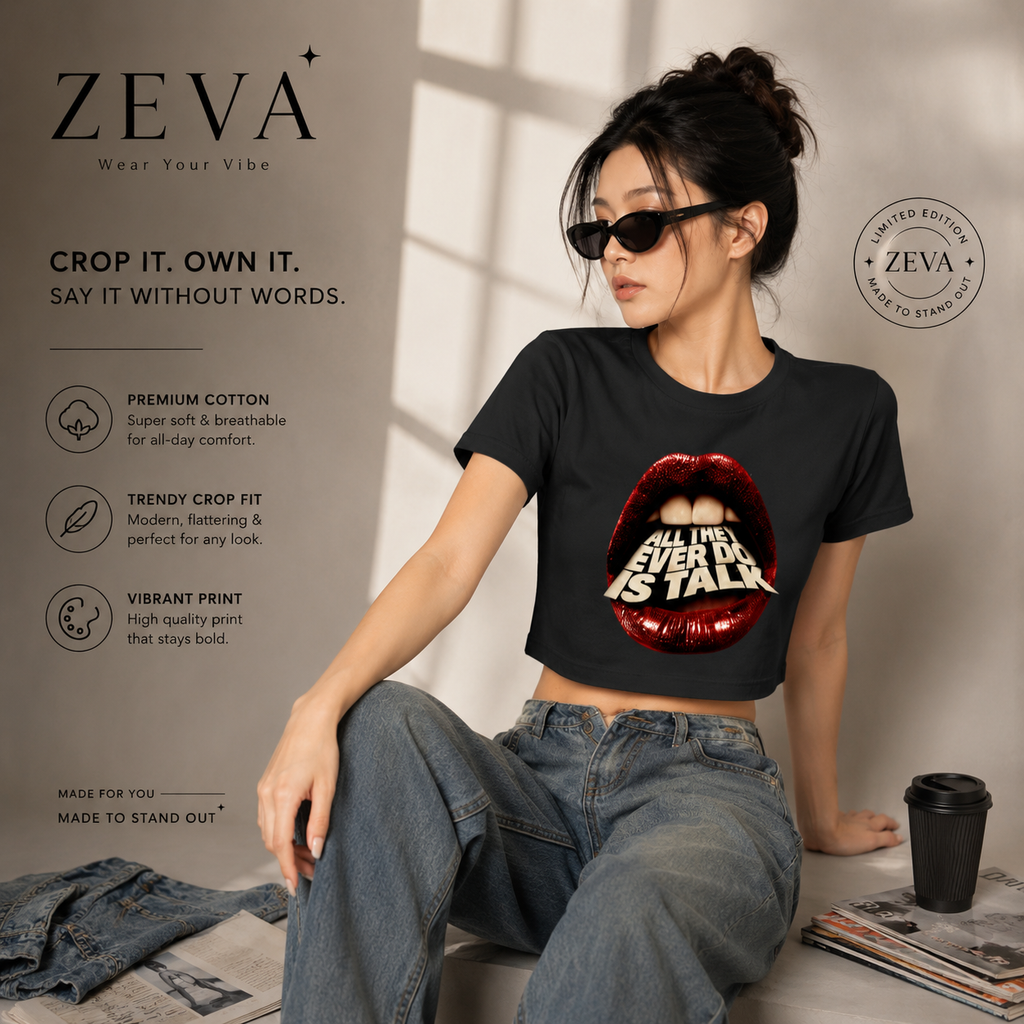 "All They Ever Do Is Talk" Lips Crop Top