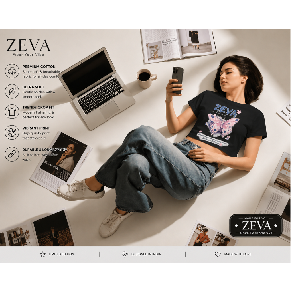 ZEVA Butterfly Bloom Crop Tee