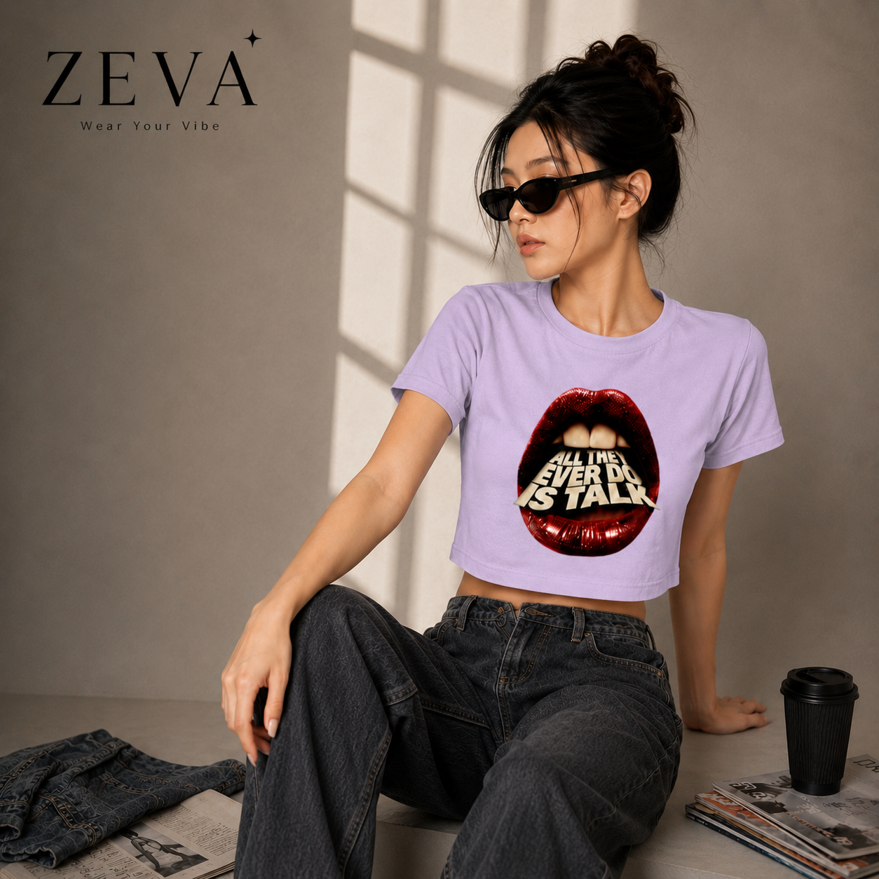 "All They Ever Do Is Talk" Lips Crop Top