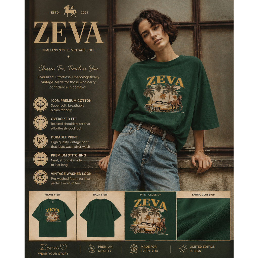 ZEVA Vintage Oversized Graphic Tee
