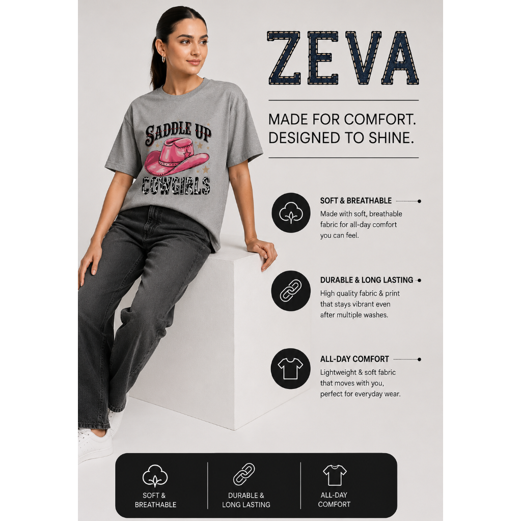 ZEVA Saddle Up Cowgirls Oversized Tee