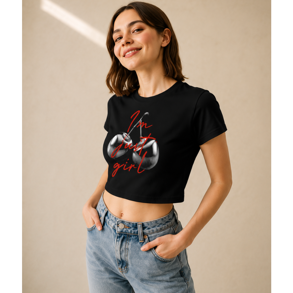 ZEVA "Just a Girl" Cherry Crop Top