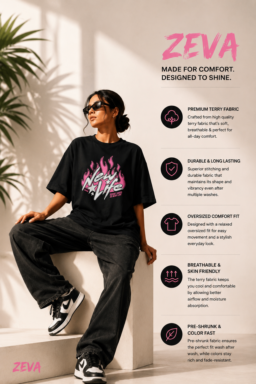 New Life Flame Oversized Tee