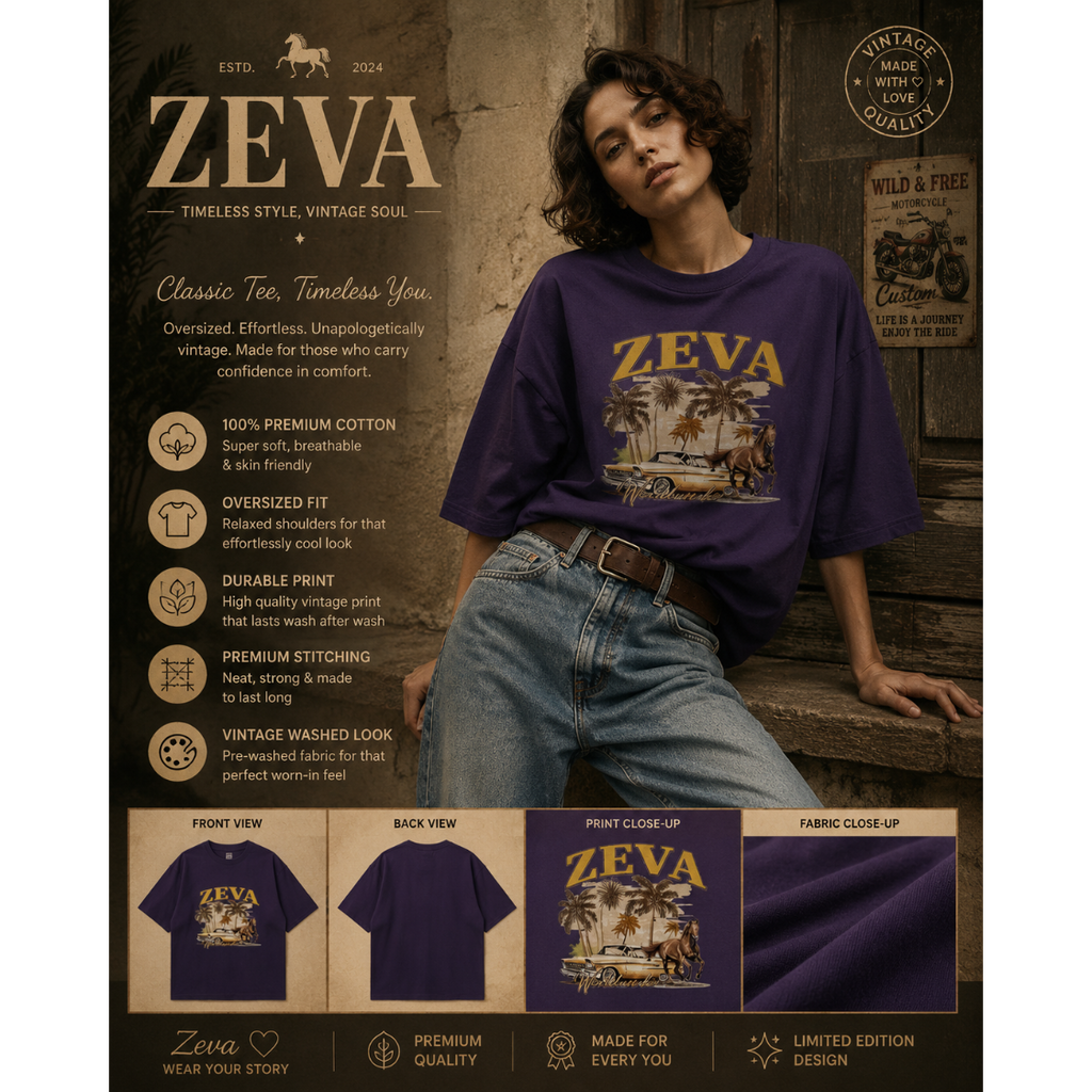 ZEVA Vintage Oversized Graphic Tee