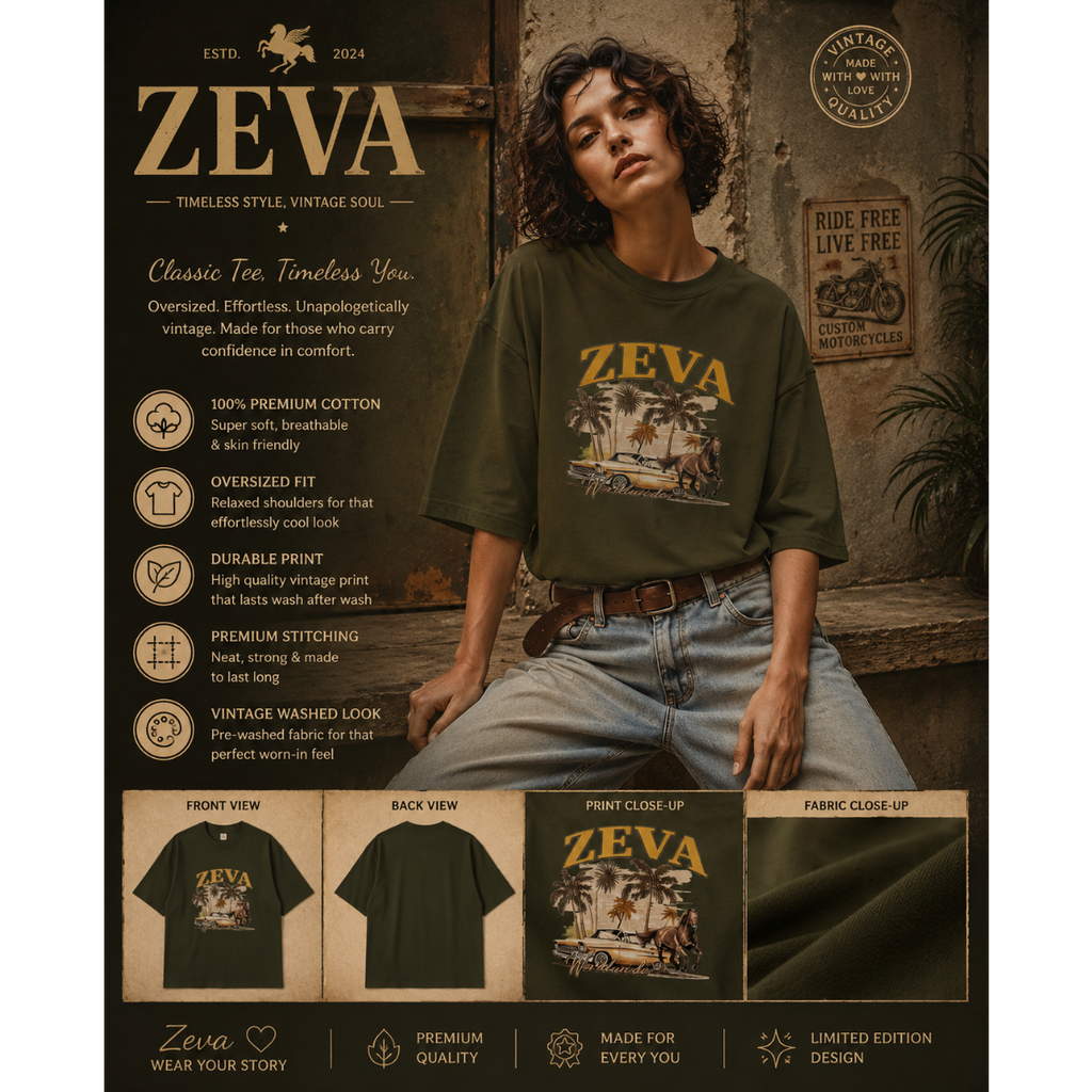 ZEVA Vintage Oversized Graphic Tee