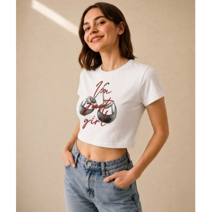 ZEVA "Just a Girl" Cherry Crop Top